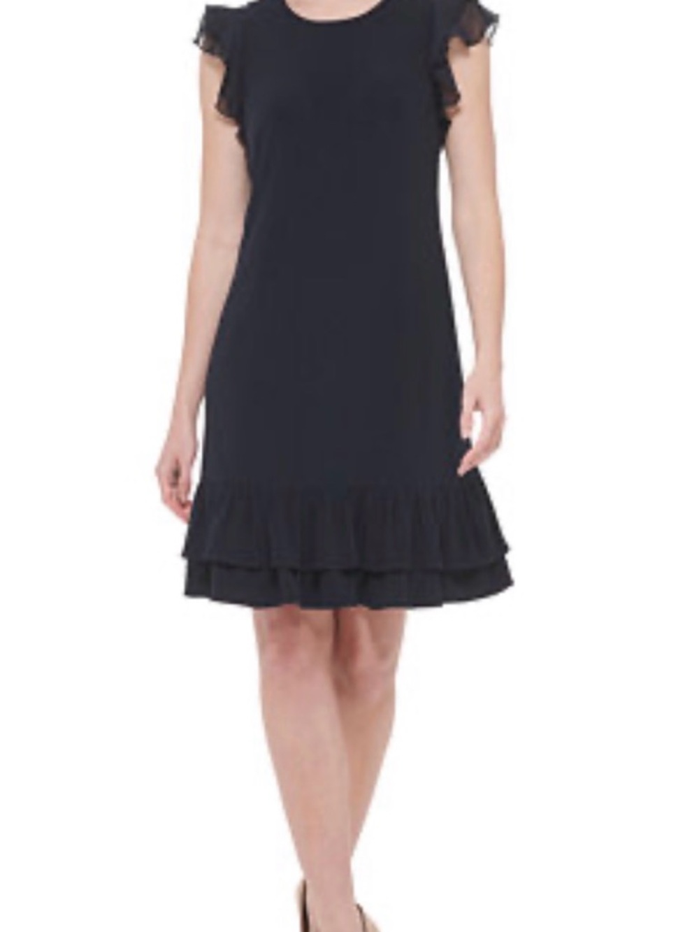 Tommy Hilfiger Navy Ruffle Sleeve & Tiered Hem Mini Dress